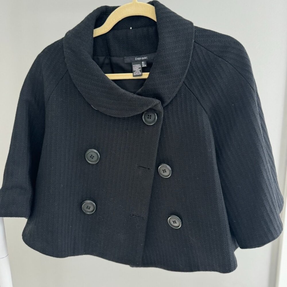 Zara Basic Black Cape Topper Jacket - image 1